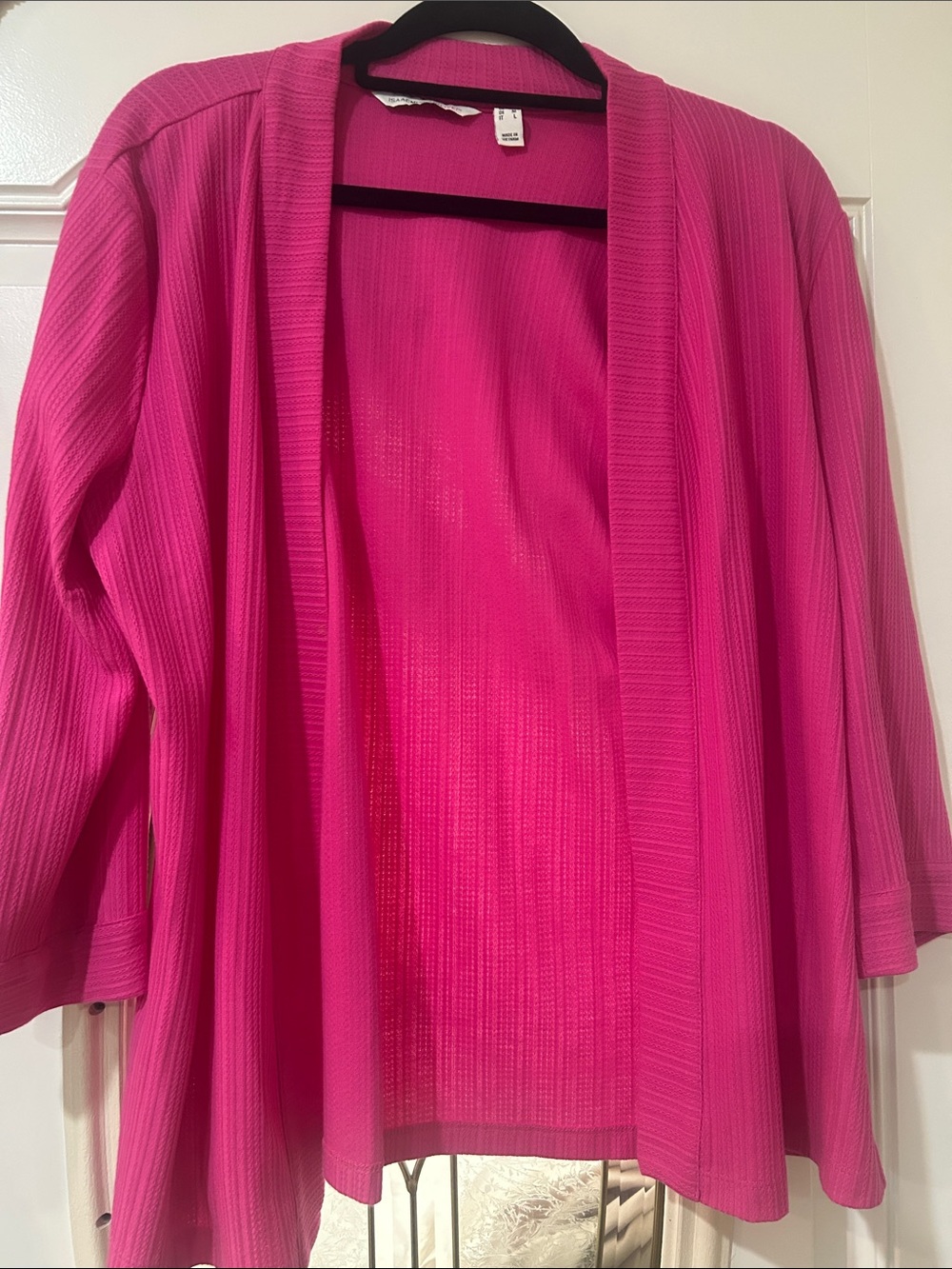 Isaac Mizrahi Hot Pink Open Front Cardigan - Picture 2 of 4